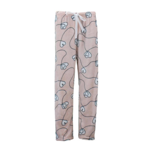 FIL Women's Plush Fleece Pyjama Lounge - L. Pink/Hearts [Size: 10-12]