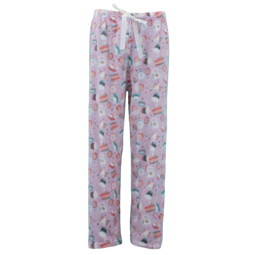 FIL Women's Plush Fleece Pyjama Lounge - L. Pink/Coffee & Desserts [Size: 12-14]