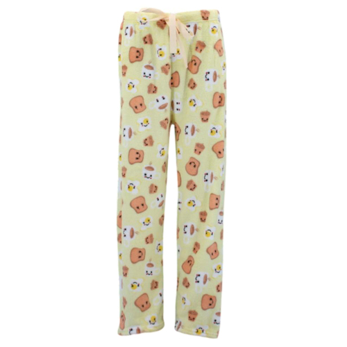 FIL Women's Plush Fleece Pyjama Lounge - Yellow/Breakfast [Size: 14-16]