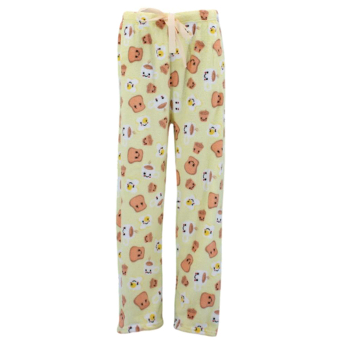 FIL Women's Plush Fleece Pyjama Lounge - Yellow/Breakfast [Size: 8-10]