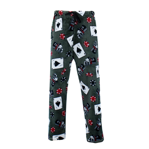 FIL Men's Plush Fleece Pyjama Lounge Pants - Olive Green/Poker [Size: M]