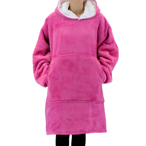 FIL Oversized Hoodie Blanket Fleece Pullover -  Pink (Adult)