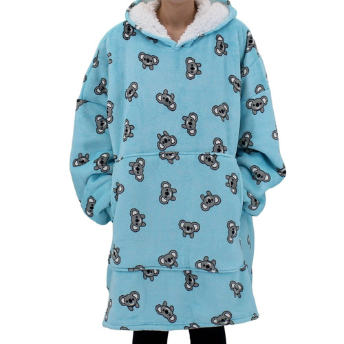 FIL Oversized Hoodie Blanket Fleece Pullover -  Koala/Blue (Adult)