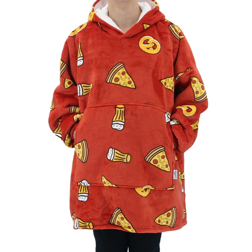 FIL Oversized Hoodie Blanket Fleece Pullover -  Pizza/Orange (Adult)