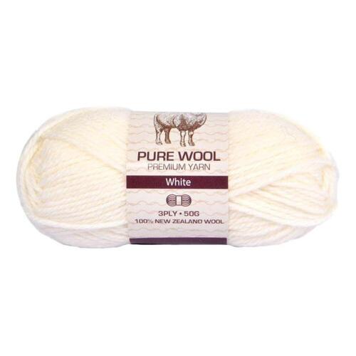 5x 50g Wool Knitting Yarn 3 Ply Super Soft Acylic - #962 White