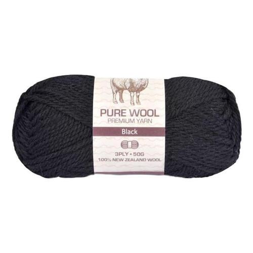 5x 50g Wool Knitting Yarn 3 Ply Super Soft Acylic - #963 Black