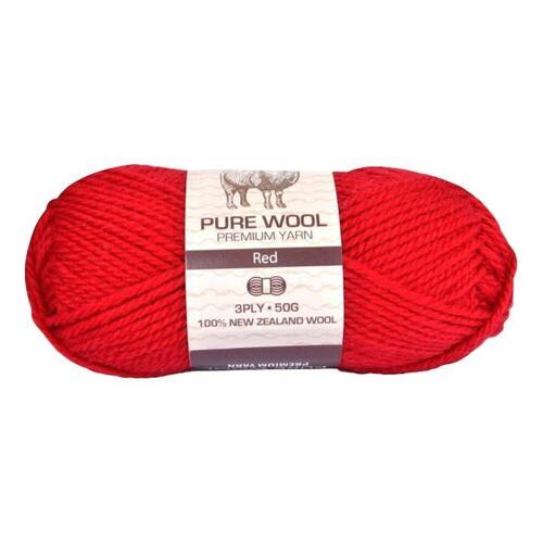 5x 50g Wool Knitting Yarn 3 Ply Super Soft Acylic - #965 Red