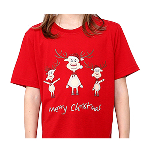 Kids Christmas T Shirt 100% Cotton Tee - Merry Christmas - Reindeers [Size: L (for age 8-10)]