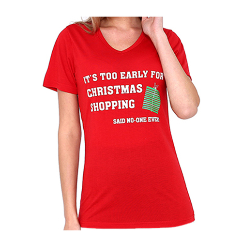 Women's Christmas T Shirts 100% Cotton Novelty - Christmas Shopping [Size: S]