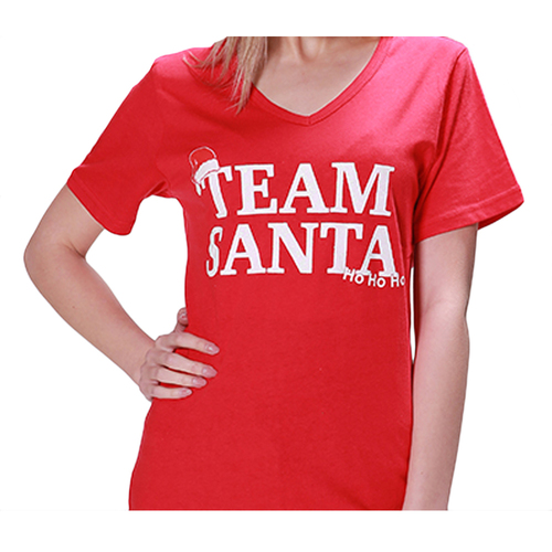 Women's Christmas T Shirts 100% Cotton Novelty - Team Santa [Size: M]