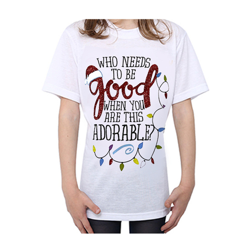 Kids Christmas T Shirt 100% Cotton Tee - Adorable/White [Size: L (for age 8-10)]