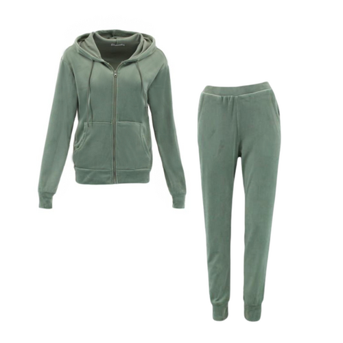FIL Womens Stretch 2pc Hoodie Tracksuit Set - Dusty Green [Size: 8]